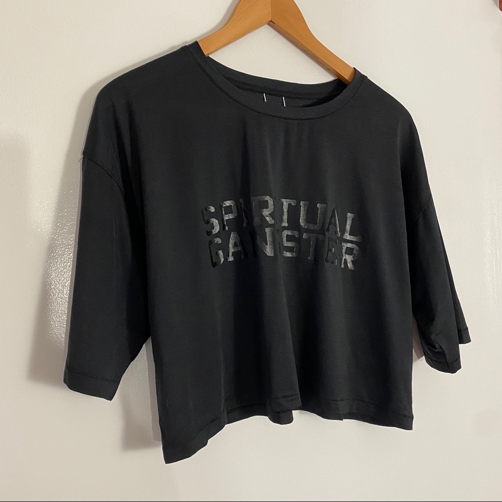 Spiritual Gangster Black Cropped Workout T-shirt